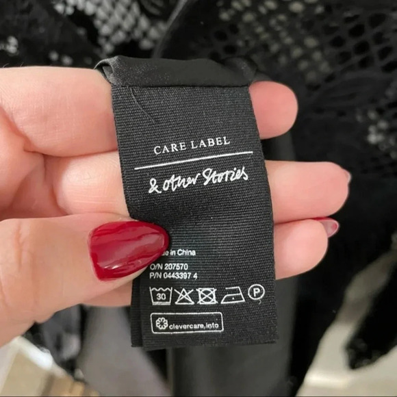 & Other Stories Long Sleeve Lace Detail Black Fit Flare Dress US 8 Black - Picture 11 of 11